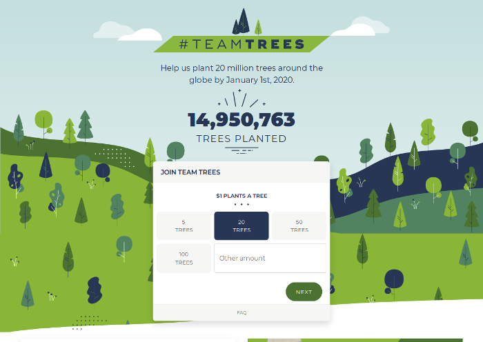 Organisation TeamTrees sammelt fast 15 Millionen Dollar für neue Bäume